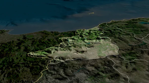 突尼斯Jendouba省有所扩大和突出 卫星图像 3D渲染 — 图库照片