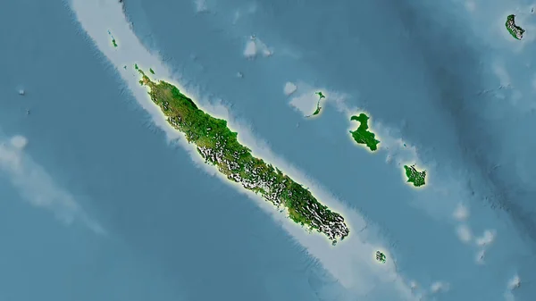 Nueva Caledonia Satélite Mapa Proyección Estereográfica Composición Cruda Capas Trama —  Fotos de Stock