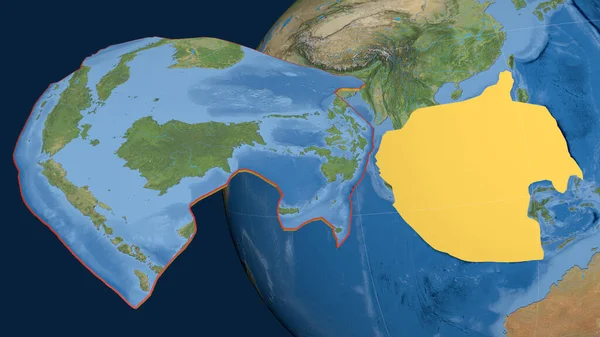 Placa Tectónica Sunda Extruida Presentada Contra Globo Imágenes Satelitales Renderizado — Foto de Stock