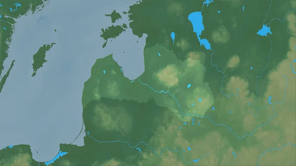 Lotyšsko Topografické Reliéfní Mapě Stereografické Projekci Hrubé Složení Rastrových Vrstev — Stock fotografie