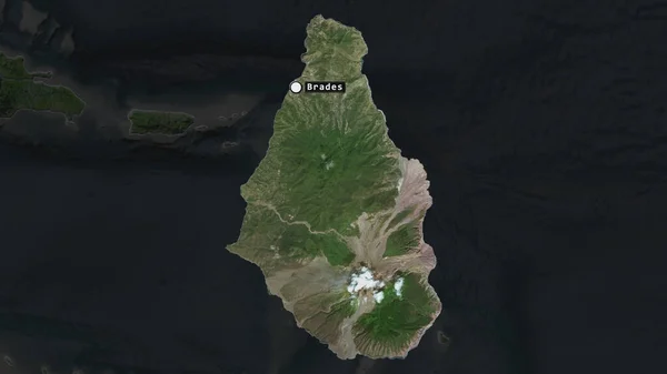 Área Destaque Montserrat Com Ponto Capital Rótulo Mapa Dessaturado Seu — Fotografia de Stock