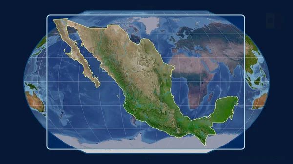 Zoomed Vista Del Messico Contorno Con Linee Prospettiche Contro Una — Foto Stock
