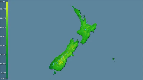 Genomsnittlig Årlig Temperaturvariation Inom Nya Zeeland Området Stereografisk Projektion Med — Stockfoto