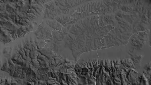 Sibiu County Romania Grayscaled Map Lakes Rivers Shape Outlined Its — Stock Photo, Image