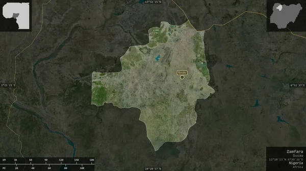 Zamfara Bundesstaat Nigeria Satellitenbilder Gestalt Die Sich Mit Informativen Überlagerungen — Stockfoto