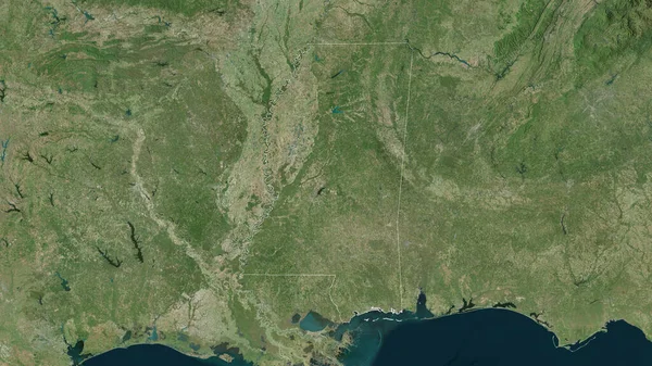 Mississippi Usa Satellitbilder Form Som Skisseras Mot Dess Landområde Rendering — Stockfoto