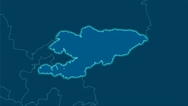 Area Del Kirghizistan Sulla Mappa Solida Nella Proiezione Stereografica Composizione — Foto Stock