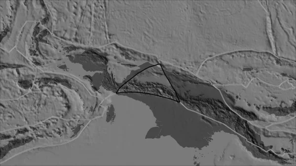 概要隣接する地域の砂漠化によって分離された二階の標高マップ上の地殻プレートを作る ヴァン グリンテンI予測 斜めの変換 — ストック写真