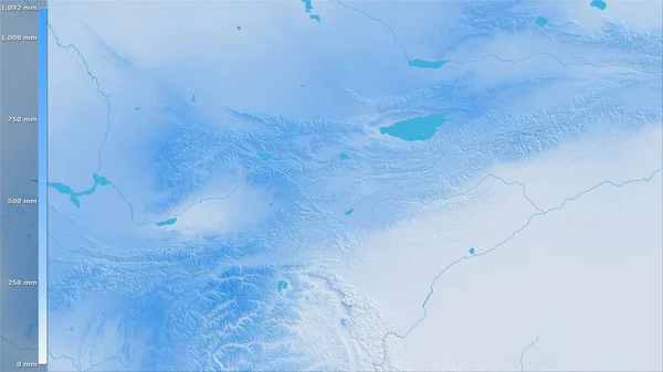 Roczne Opady Atmosferyczne Rejonie Kirgistanu Projekcji Stereograficznej Legendą Surowy Skład — Zdjęcie stockowe