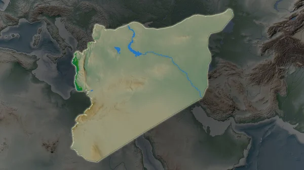 Área Siria Agrandó Brilló Sobre Fondo Oscuro Sus Alrededores Características —  Fotos de Stock