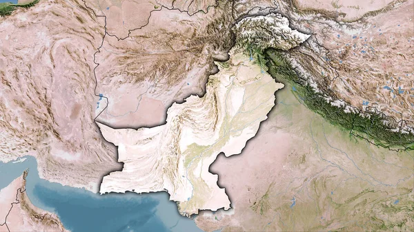 Paquistão Área Mapa Satélite Projeção Estereográfica Composição Bruta Camadas Raster — Fotografia de Stock