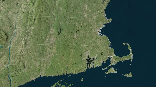 Massachusetts Stát Spojené Státy Satelitní Snímky Tvar Rýsoval Jeho Venkovské — Stock fotografie