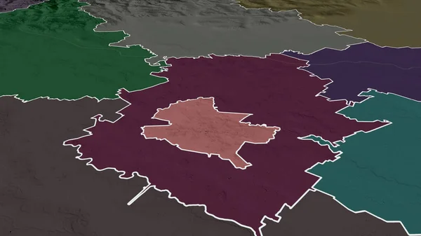 Бухарест Муниципалитет Румынии Увеличен Выделен Цветная Карта Административного Деления Рендеринг — стоковое фото