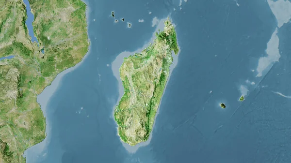 Obszar Madagaskaru Mapie Satelitarnej Projekcji Stereograficznej Surowy Skład Warstw Rastrowych — Zdjęcie stockowe