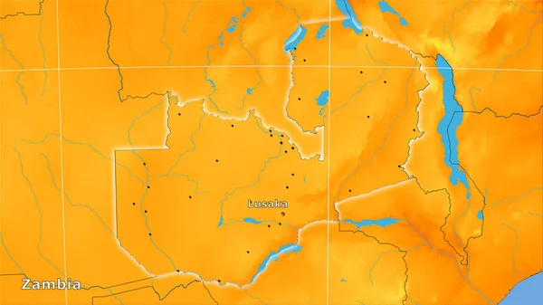 Zambia Területe Éves Hőmérsékleti Térképen Sztereográfiai Előrejelzésben Összetétel — Stock Fotó