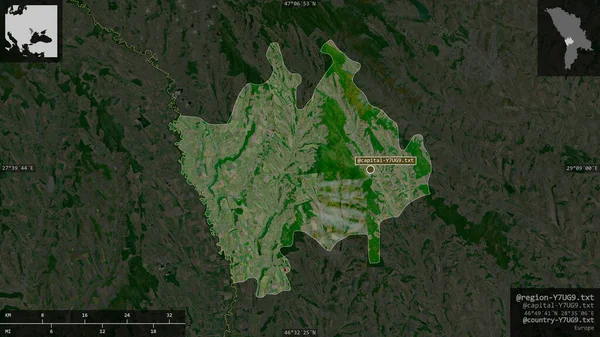 Hincesti Okres Moldavsko Satelitní Snímky Tvar Prezentovaný Venkově Informativními Překryvy — Stock fotografie