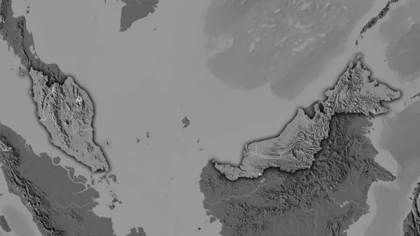 Malaysia Area Bilevel Elevation Map Stereographic Projection Ακατέργαστη Σύνθεση Στρωμάτων — Φωτογραφία Αρχείου