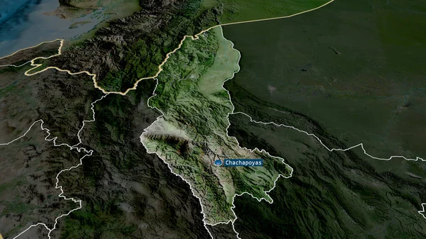 Amazonas Regionen Peru Zoomas Och Markeras Med Kapital Satellitbilder Rendering — Stockfoto