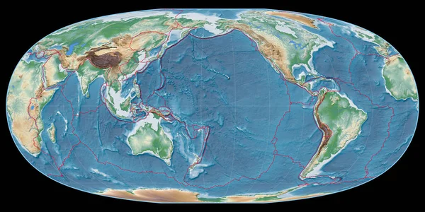 Карта Світу Проекції Макбрайда Томаса Зосереджена 170 Довготах Західної Довготи — стокове фото