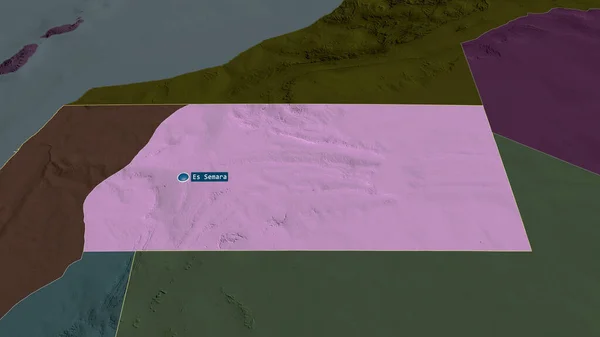 Semara Provincia Del Sáhara Occidental Ampliada Destacada Con Capital Mapa — Foto de Stock