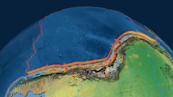 Płyta Tektoniczna Nazca Wytłoczona Kuli Ziemskiej Mapa Topograficzna Naturalnej Ziemi — Zdjęcie stockowe