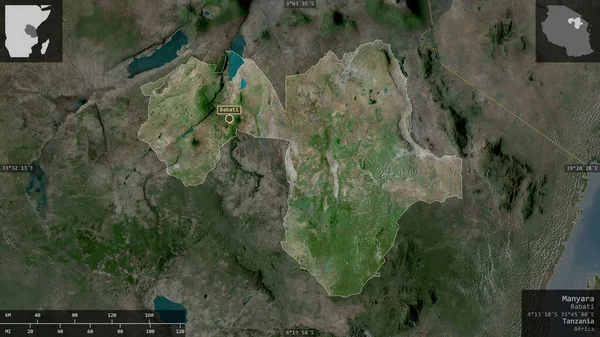 Маньяра Регион Танзании Спутниковые Снимки Форма Представленная Территории Страны Информативными — стоковое фото