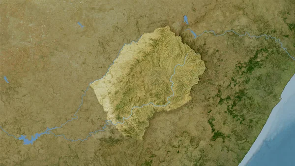 Lesotho Gebiet Auf Der Satelliten Karte Der Stereographischen Projektion Rohzusammensetzung — Stockfoto