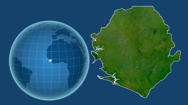 Sierra Leone Globo Con Forma Del Paese Mappa Ingrandita Con — Foto Stock