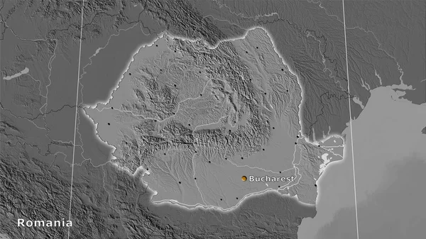 Zona Rumanía Mapa Elevación Del Bilevel Proyección Estereográfica Composición Principal — Foto de Stock