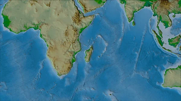 Okolice Somalijskiej Płyty Tektonicznej Mapie Fizycznej Projekcji Van Der Grinten — Zdjęcie stockowe