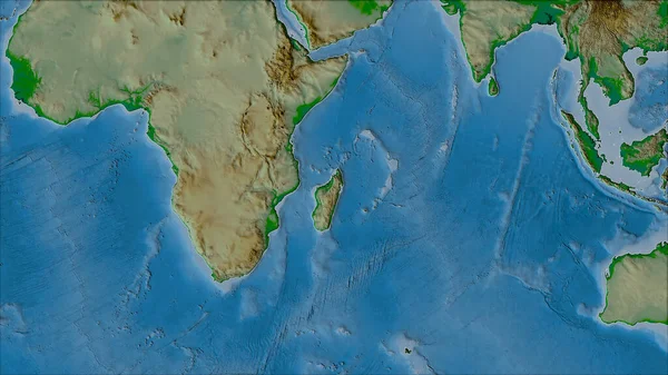 Neighborhoods Somalian Tectonic Plate Physical Map Van Der Grinten Projection — Stock Photo, Image