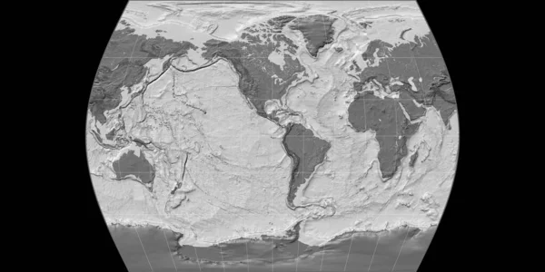 Weltkarte Der Times Atlas Projektion Auf West Längengrad Zentriert Bilevel — Stockfoto