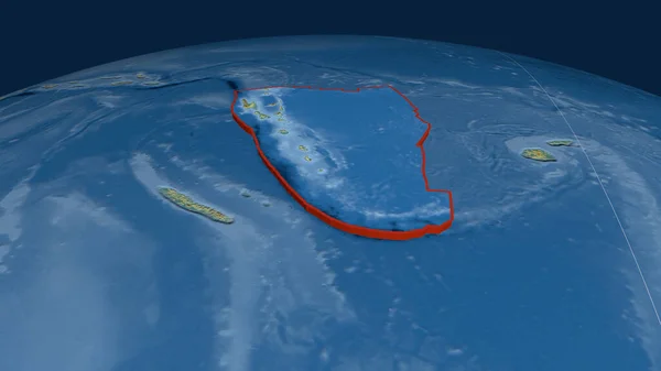 Nieuwe Hebriden Tektonische Plaat Geëxtrudeerd Aardbol Topografische Reliëfkaart Weergave — Stockfoto