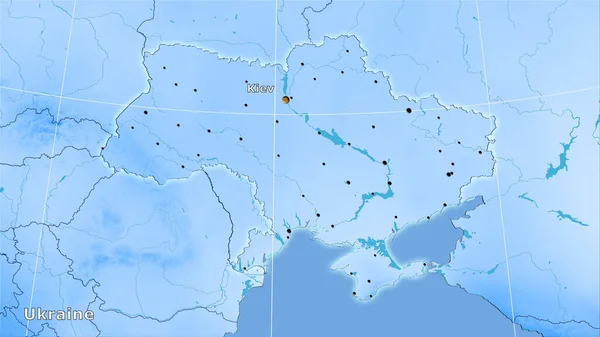 立体投影中的年降水量图上的乌克兰地区 主要组成 — 图库照片