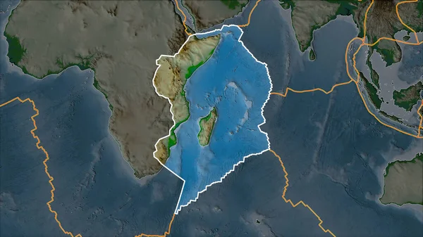 Сомалійська Тектонічна Плита Фізичній Карті Розділена Насиченням Прилеглих Територій Проекція — стокове фото