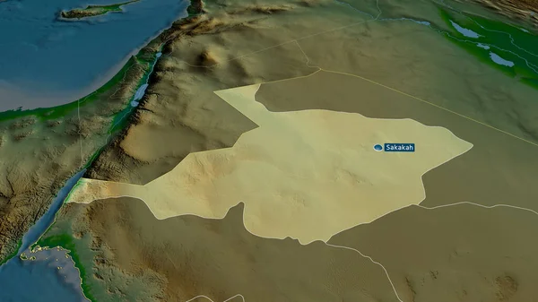 Аль Джауф Регион Саудовской Аравии Масштабированный Выделенный Столицей Основные Физические — стоковое фото