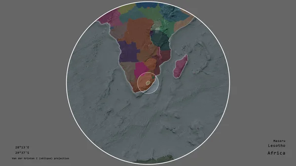 Gebiet Von Lesotho Mit Einem Kreis Auf Der Großformatigen Landkarte — Stockfoto