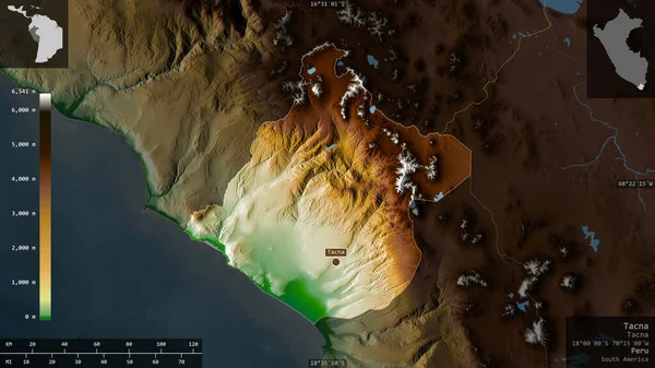 Tacna Region Peru Farbige Shader Daten Mit Seen Und Flüssen — Stockfoto