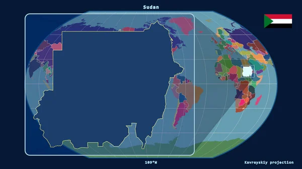 Vista Ampliada Del Esquema Sudán Con Líneas Perspectiva Contra Mapa — Foto de Stock