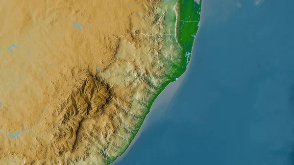 南非夸祖鲁 纳塔尔省 湖泊和河流的彩色阴影数据 形状与它的国家相对应 3D渲染 — 图库照片
