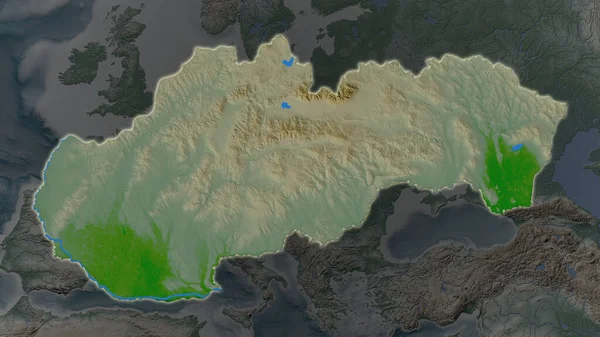 Slovacchia Zona Allargata Illuminato Uno Sfondo Scuro Dei Suoi Dintorni — Foto Stock
