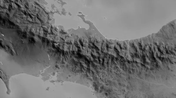 Ngobe Bugle Indigenous Territory Panama 有湖泊和河流的灰度地图 形状与它的国家相对应 3D渲染 — 图库照片