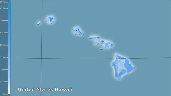 Opady Najsuchszych Kwartałów Obszarze Stanów Zjednoczonych Hawaje Projekcji Stereograficznej Legendą — Zdjęcie stockowe