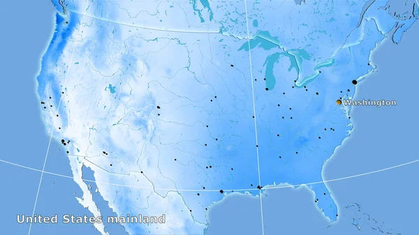 Förenta Staternas Fastlandsområde Den Årliga Nederbördskartan Den Stereografiska Prognosen Huvudsaklig — Stockfoto