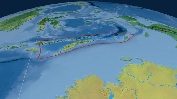 Timor Tektonische Platte Umrissen Auf Dem Globus Topographische Karte Rendering — Stockfoto