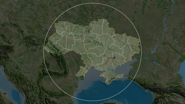 Ucraina Zoomato Cerchiato Immagini Satellitari Rendering — Foto Stock