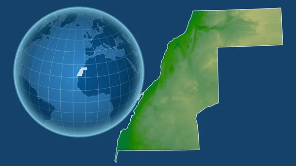 Westsahara Globus Mit Der Form Des Landes Gegen Gezoomte Landkarte — Stockfoto