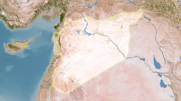 Siria Satélite Mapa Proyección Estereográfica Composición Cruda Capas Trama Con —  Fotos de Stock