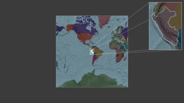 Розширена Розширена Територія Перу Отримана Мапи Світу Провідними Лініями Єднують — стокове фото