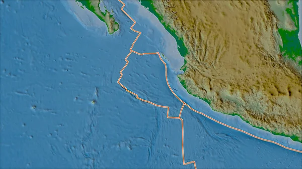 Tektonické Desky Ohraničují Fyzickou Mapu Oblastí Přilehlých Oblasti Desky Řeky — Stock fotografie